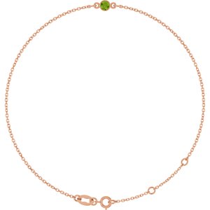 14K Rose Gold Natural Peridot Bezel-Set Solitaire 6 1/2-7 1/2" Bracelet