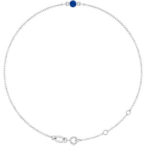 14K White Gold Lab-Grown Blue Sapphire Bezel-Set Solitaire 6 1/2-7 1/2" Bracelet