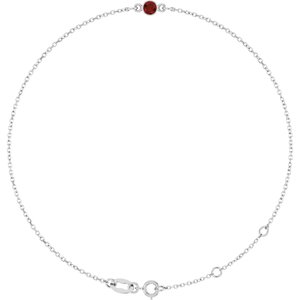 Sterling Silver Natural Mozambique Garnet Bezel-Set Solitaire 6 1/2-7 1/2" Bracelet