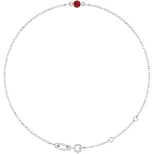 Platinum Natural Ruby Bezel-Set Solitaire 6 1/2-7 1/2" Bracelet