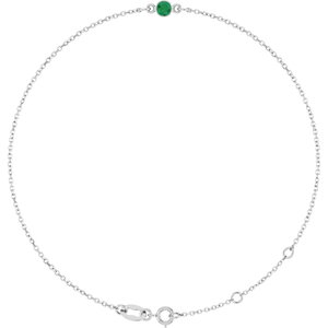 Platinum Natural Emerald Bezel-Set Solitaire 6 1/2-7 1/2" Bracelet