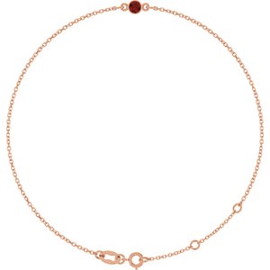 14K Rose Gold Natural Mozambique Garnet Bezel-Set Solitaire 6 1/2-7 1/2" Bracelet