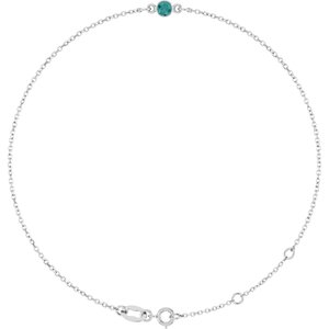 Sterling Silver Lab-Grown Alexandrite Bezel-Set Solitaire 6 1/2-7 1/2" Bracelet