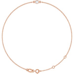 14K Rose Gold 1/10 CT Natural Diamond 6 1/2-7 1/2" Bracelet