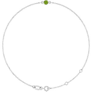 Platinum Natural Peridot Bezel-Set Solitaire 6 1/2-7 1/2" Bracelet