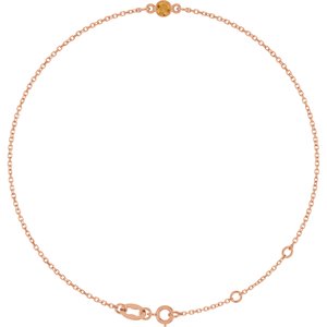 14K Rose Gold Natural Citrine Bezel-Set Solitaire 6 1/2-7 1/2" Bracelet