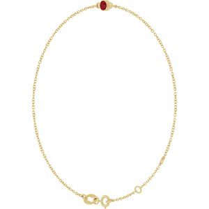 14K Yellow Gold Lab-Grown Ruby Bezel-Set Solitaire 6 1/2-7 1/2" Bracelet – image 2