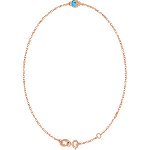 14K Rose Gold Natural Aquamarine Bezel-Set Solitaire 6 1/2-7 1/2" Bracelet – image 2