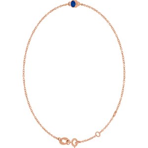 14K Rose Gold Lab-Grown Blue Sapphire Bezel-Set Solitaire 6 1/2-7 1/2" Bracelet – image 2