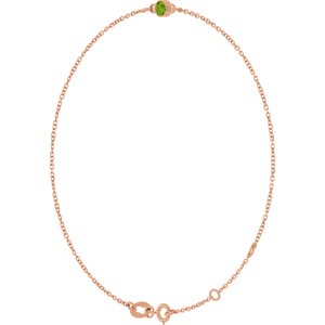 14K Rose Gold Natural Peridot Bezel-Set Solitaire 6 1/2-7 1/2" Bracelet – image 2
