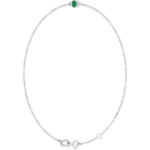 14K White Gold Natural Emerald Bezel-Set Solitaire 6 1/2-7 1/2" Bracelet – image 2