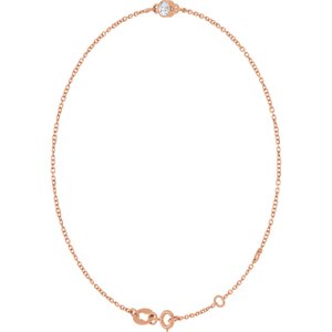 14K Rose Gold Natural White Sapphire Bezel-Set Solitaire 6 1/2-7 1/2" Bracelet – image 2