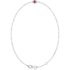 Sterling Silver Natural Pink Tourmaline Bezel-Set Solitaire 6 1/2-7 1/2" Bracelet – image 2