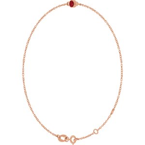 14K Rose Gold Lab-Grown Ruby Bezel-Set Solitaire 6 1/2-7 1/2" Bracelet – image 2