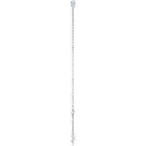 14K White Gold Natural Aquamarine Bezel-Set Solitaire 6 1/2-7 1/2" Bracelet – image 3