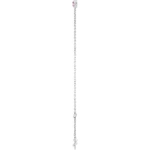 14K White Gold Natural Pink Tourmaline Bezel-Set Solitaire 6 1/2-7 1/2" Bracelet – image 3