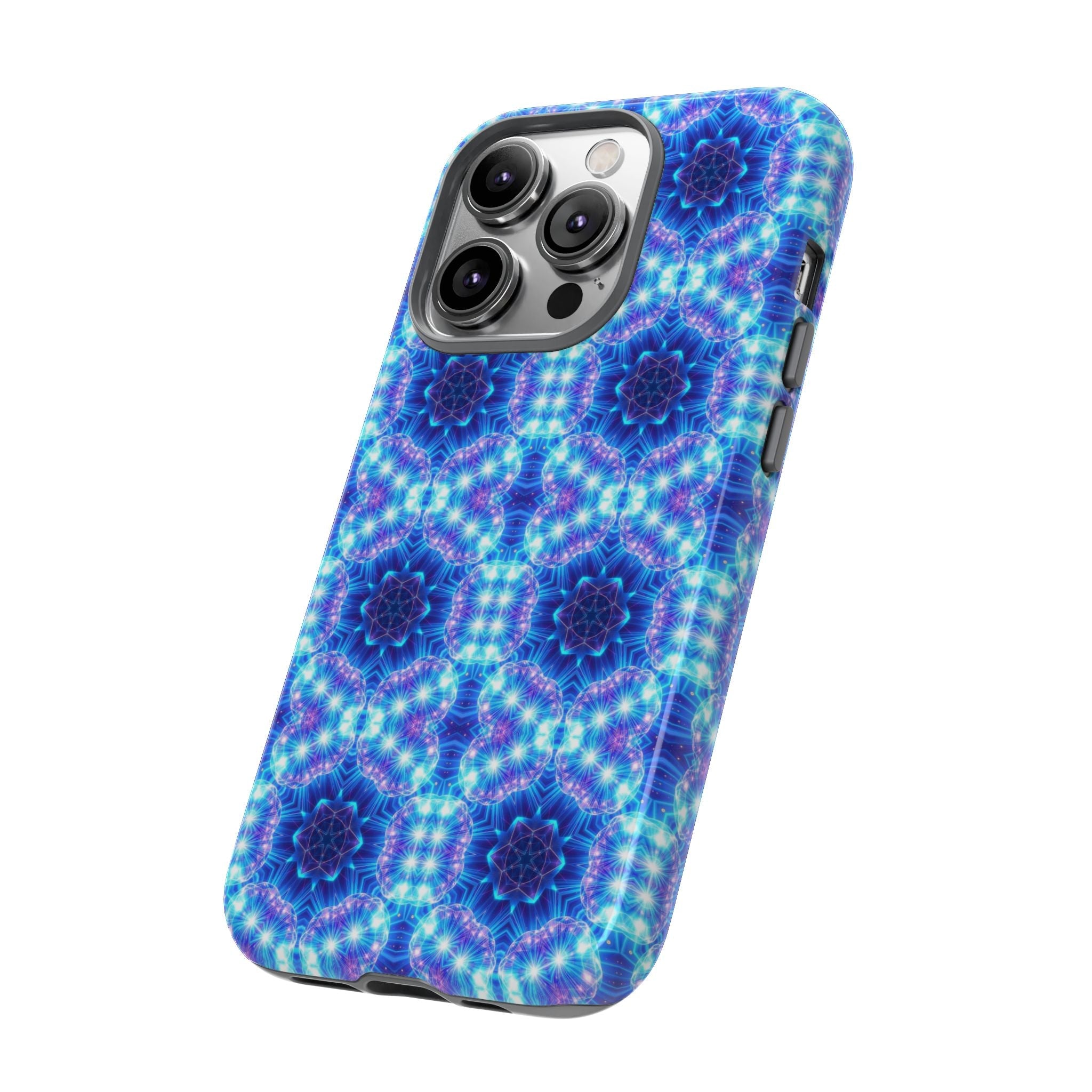 Blue Mandalas with Neon Lights Tough Phone Cases