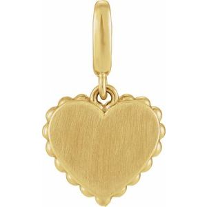 14K Yellow Gold Engravable Heart Charm/Pendant