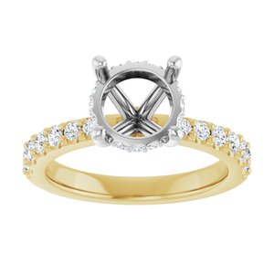 14K Yellow/White Gold 8.2 mm Round 3/8 CTW Natural Diamond Semi-Set Engagement Ring