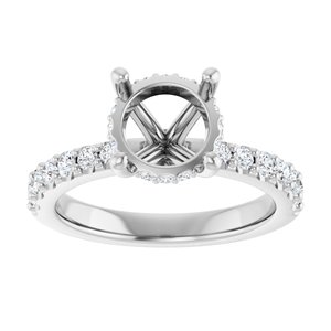 14K White Gold 8.2 mm Round 3/8 CTW Natural Diamond Semi-Set Engagement Ring