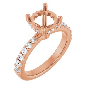 14K Rose Gold 8.2 mm Round 3/8 CTW Natural Diamond Semi-Set Engagement Ring