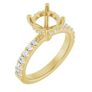 14K Yellow Gold 8.2 mm Round 3/8 CTW Natural Diamond Semi-Set Engagement Ring