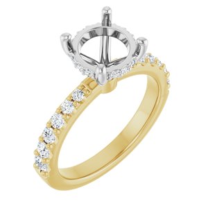 14K Yellow/White Gold 8.2 mm Round 1/2 CTW Lab-Grown Semi-Set Daimond Engagement Ring