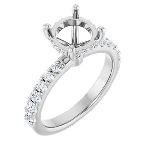 14K White Gold 8.2 mm Round 3/8 CTW Natural Diamond Semi-Set Engagement Ring