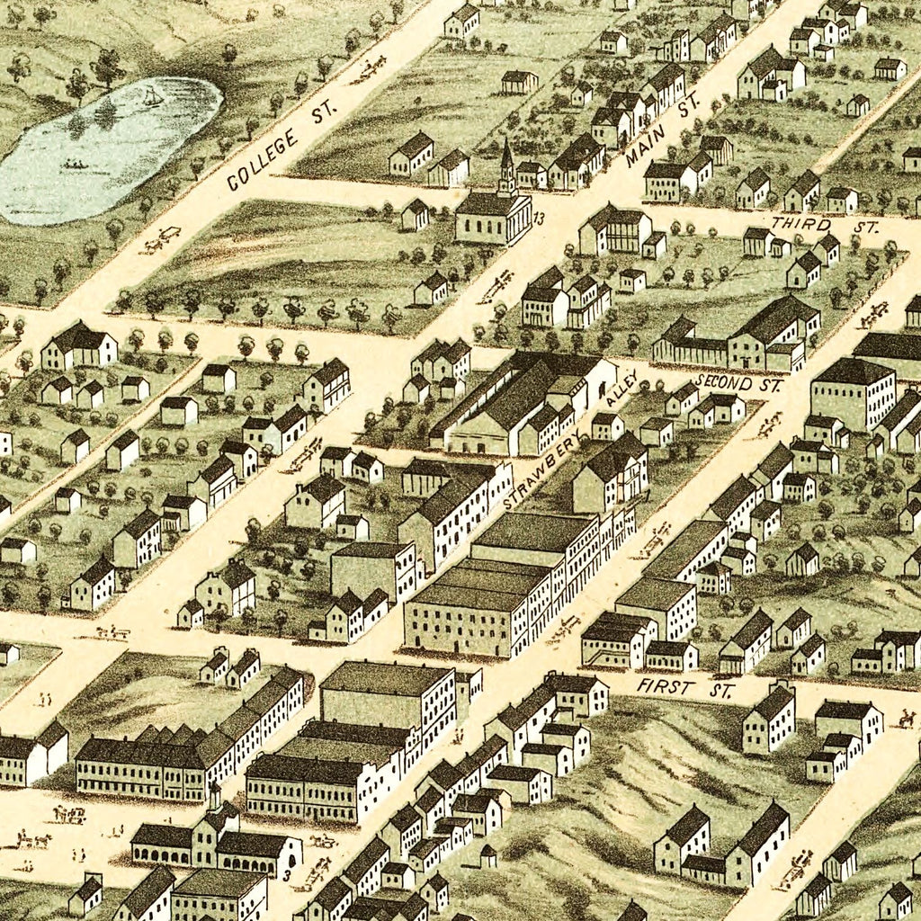 Vintage Map of Clarksville, Tennessee 1870