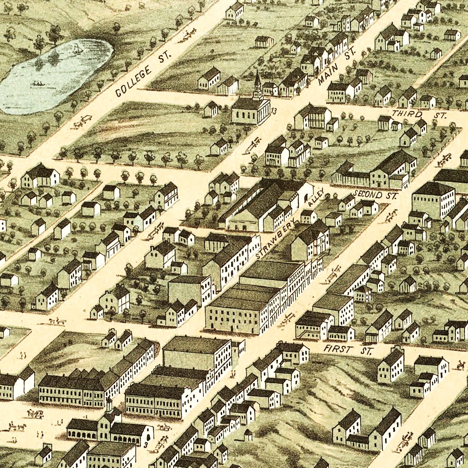 Vintage Map of Clarksville, Tennessee 1870