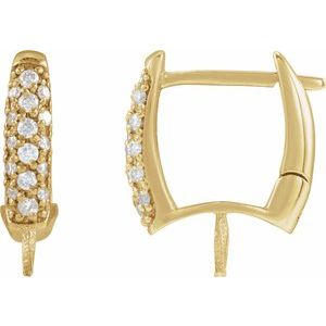 14K Yellow Gold 1/6 CTW Natural Diamond Semi-Set Earrings for 9-9.5 mm Pearl