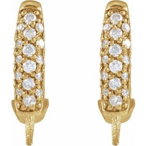 14K Yellow Gold 1/6 CTW Natural Diamond Semi-Set Earrings for 9-9.5 mm Pearl – image 2