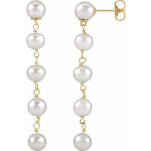 14K Yellow Gold Cultured White Freshwater Pearl Earrings