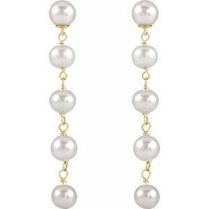 14K Yellow Gold Cultured White Freshwater Pearl Earrings – image 2