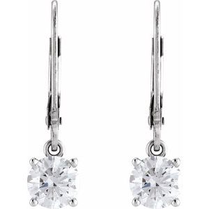 14K White Gold 4 CT Round Lab-Grown Diamond Solitaire Lever Back Earrings – image 2