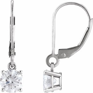 14K White Gold 4 CT Round Lab-Grown Diamond Solitaire Lever Back Earrings