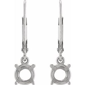 14K White Gold 3.5 mm Round 4-Prong Dangle Earring Mounting – image 2