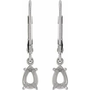 14K White Gold 6x4 mm Pear 4-Prong Dangle Earring Mounting – image 2