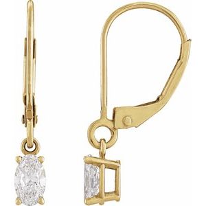 14K Yellow Gold 1/2 CT Natural Diamond Dangle Earrings