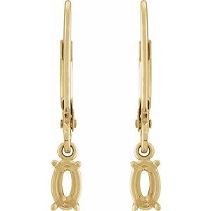 14K Yellow Gold 6x4 mm Oval 4-Prong Dangle Earring Mounting – image 2