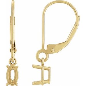 14K Yellow Gold 6x4 mm Oval 4-Prong Dangle Earring Mounting