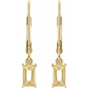 14K Yellow Gold 6x4 mm Emerald 4-Prong Dangle Earring Mounting – image 2