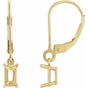 14K Yellow Gold 7x5 mm Emerald 4-Prong Dangle Earring Mounting