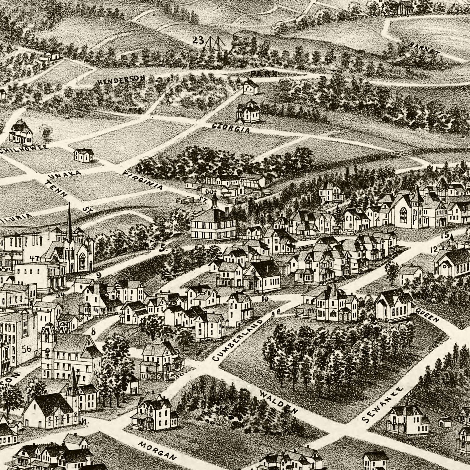 Vintage Map of Harriman, Tennessee 1892