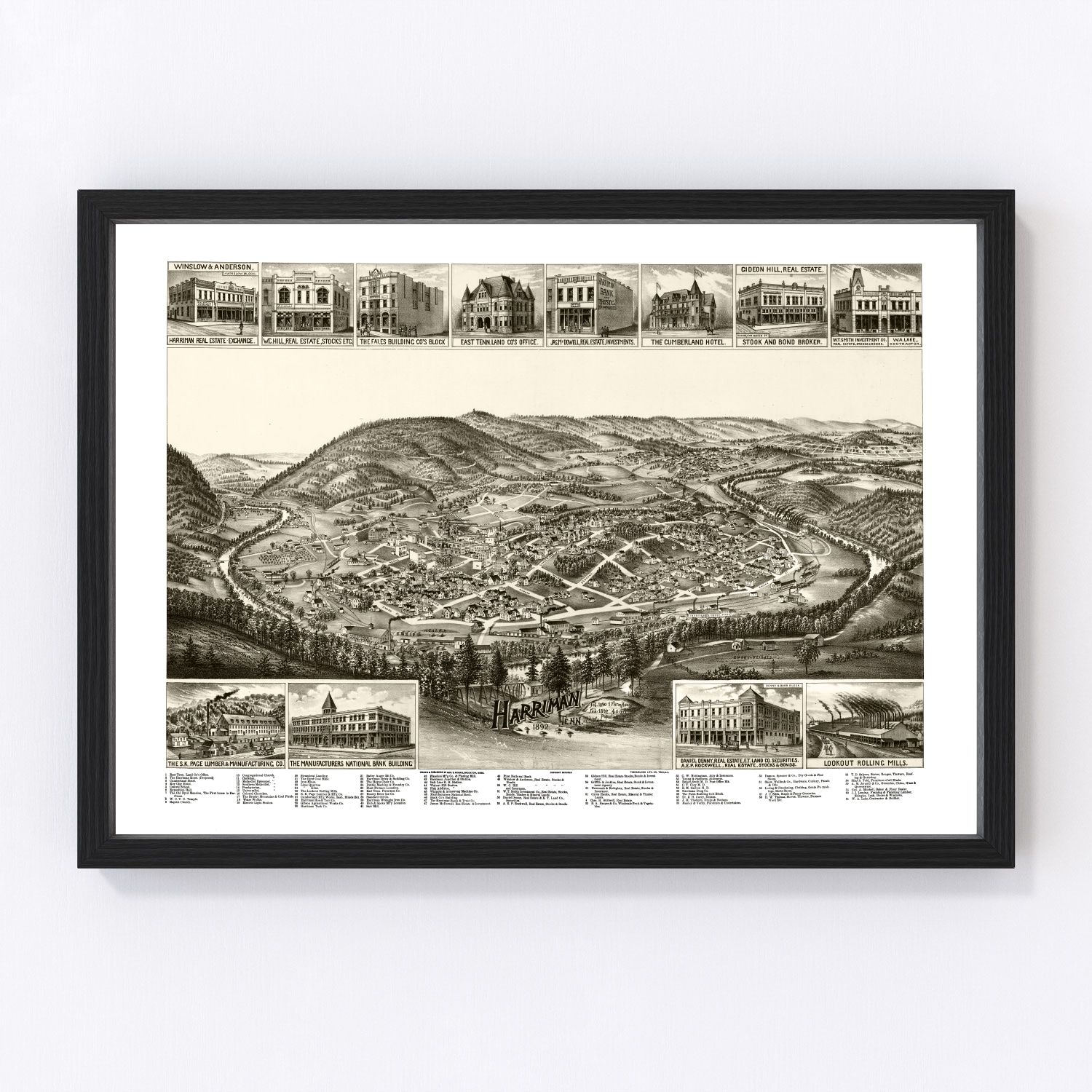Vintage Map of Harriman, Tennessee 1892