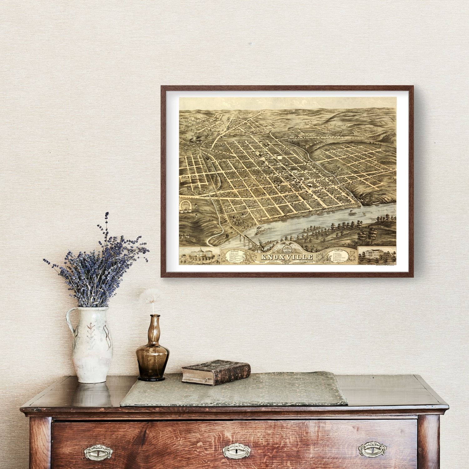 Vintage Map of Knoxville, Tennessee 1871