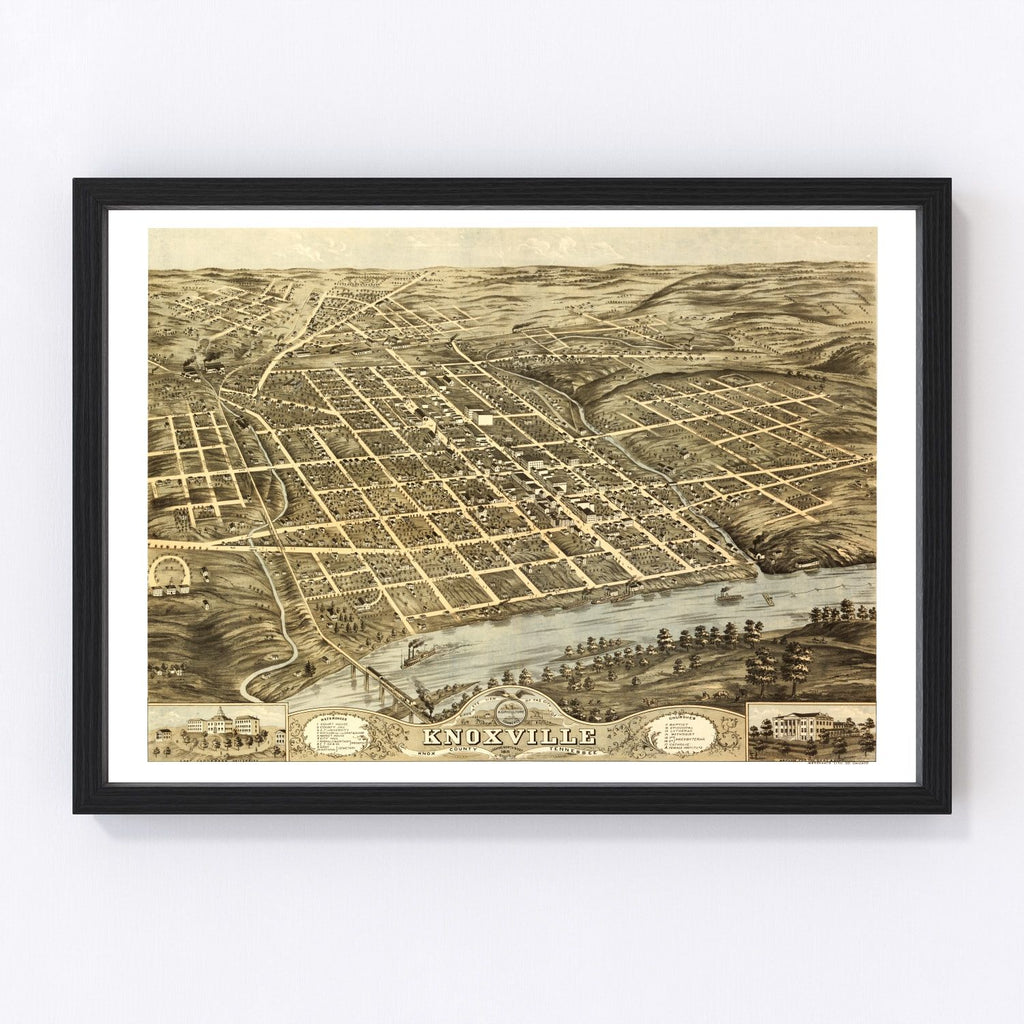 Vintage Map of Knoxville, Tennessee 1871