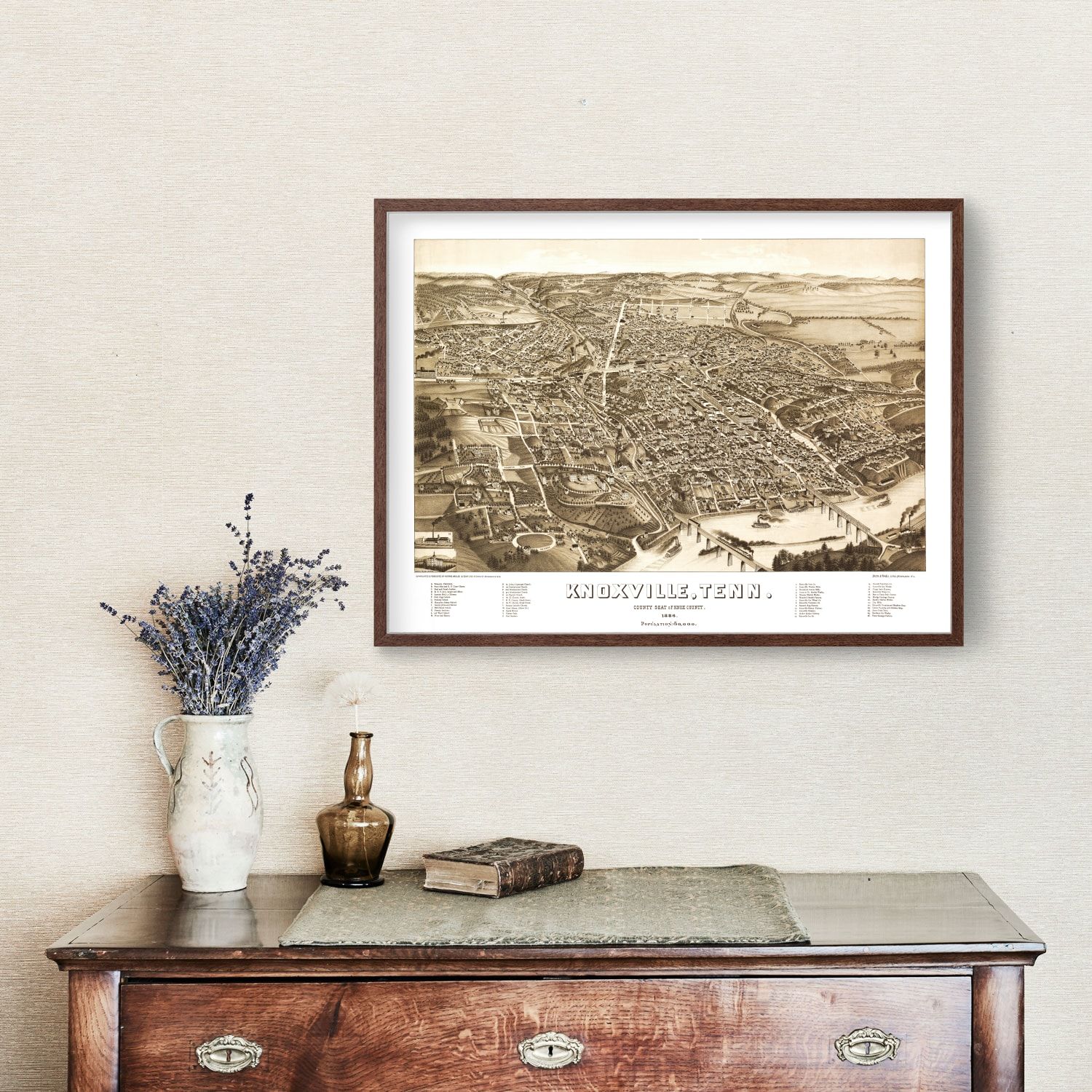 Vintage Map of Knoxville, Tennessee 1886