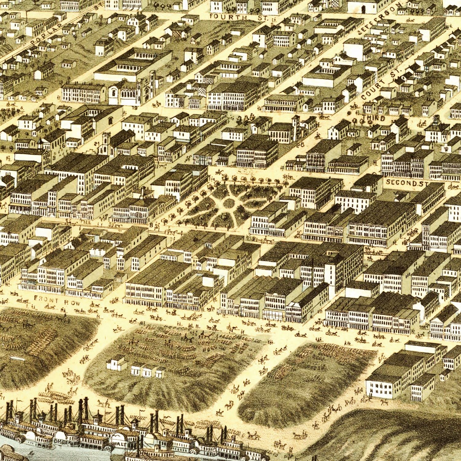 Vintage Map of Memphis, Tennessee 1870
