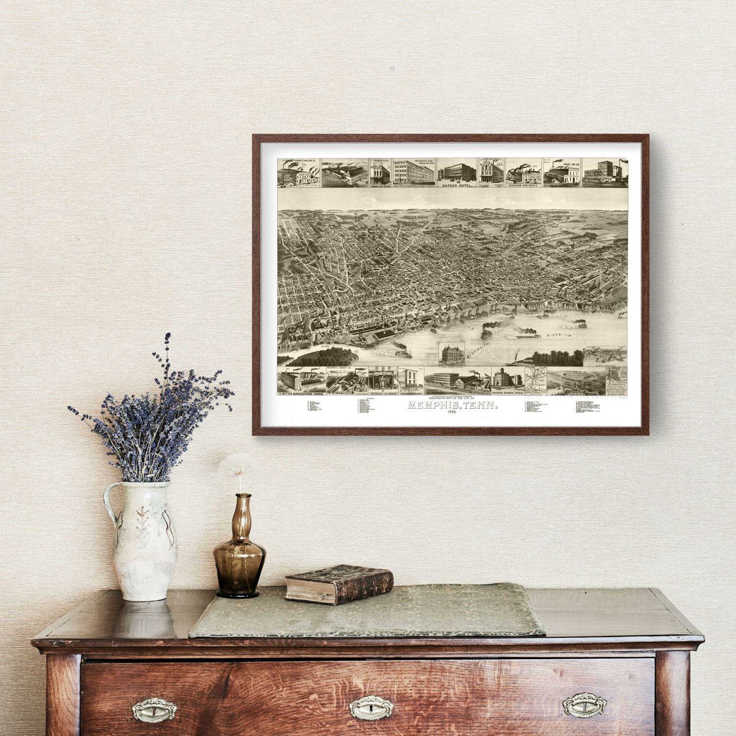 Vintage Map of Memphis, Tennessee 1887